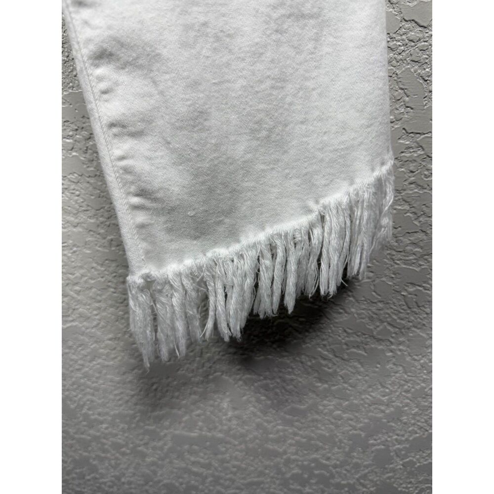 FRAME Le High Straight Jeans 28 White Fringe Frayed Ankle Crop High Rise Denim - Picture 6 of 8